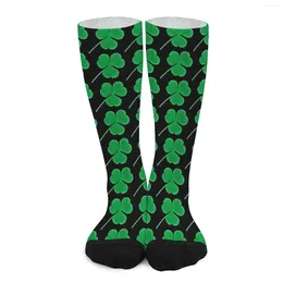 Women Socks Green Shamrock Stockings Ladies St Patricks Day Irish Comfortable Modern Outdoor Sports Anti Slip Design Gift