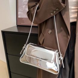 Shoulder Bags Women Totes Bright PU Leather Chic Hobo Bag Silver Fashion Armpit Purses Designer High Quality Party Luxury Handbag
