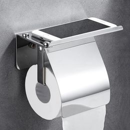 Toilet Paper Holders Space Aluminium Wall Mounted Rolling Tissue Hanger For Phone Tray Storage Rack WC Shelf Bathroom Accessories 240318