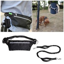 Dog Collars Leash Running Belt Reflective Bag Multifunctional Outdoor Activity Y5GB