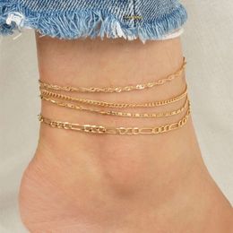 New Bohemian Minimalist Beach Accessories for Women - 4-piece Set of Ankle Chains