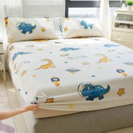 Set Autumn Winter Flannel Mattress Protector Cover Polyester Bedspread Thicken 3pc Fitted Single Double Bed Sheet Home Full Size Set