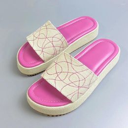 Slippers Drop Beach Platform Women's Fashion Colour Block Round Toe Flat Heel Sandals Outdoor Indoor Casual 36&42