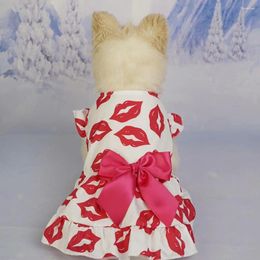 Dog Apparel Pet Dress With Bow Decoration Summer Charming For Cats Dogs Comfortable Cartoon Puppy