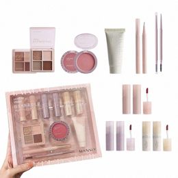 all IN ONE Full Makeup Kit Start up Makeup Kit Lip Gloss, Eyeshadow, Blush, BB Cream, Eyeliner, Eyebrow Pencil j380#