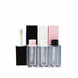 5ml 50Pcs Square Shape Lip Gloss Clear Tube Cosmetic Packaging Ctainer Pink White Black Lid With Plug Packing Plastic Bottles R10n#