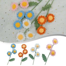 Decorative Flowers 1pcs Multi-head Daisy Yarn Knitting Flower Silk Bouquet Birthday Love 40cm Height For Wedding Venues