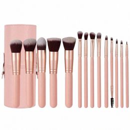 pink Profial Makeup Brushes Set 14pcs Makeup Brush Cosmetic Foundati Powder Eyeshadow Brush Kit Make Up Beauty Tools M1yY#