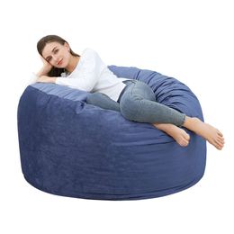 1.8 Meters) Bean Chair, Adult Memory Sponge Soybean Bag with Fluffy Detachable Ultra-fine Fibre Cover, Blue 4-foot (approximately 10.2 Centimeters)