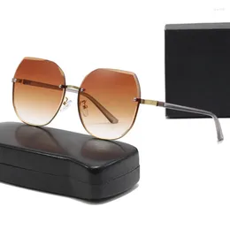Sunglasses Ladies Fashion Cut Edge Large Frame Personality Trend Rimless Light Luxury