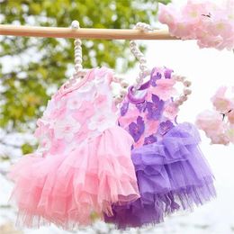 Dog Apparel Lace Chiffon Dress For Small Flowers Fashion Party Birthday Puppy Wedding Summer Cute Costume Clothes Pet Dogs