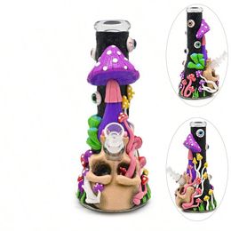 1pc,9.8in,Glass Bong With Cute Evil Eyes,Evil Eyes With Glow In Dark,Mushroom Bong,Monster & Skull,Borosilicate Glass Water Pipe,Home Decorations,Smoking Accessaries