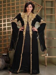 2020 Long Arabic Crystal Beaded Islamic Clothing for Women Abaya in Dubai Abaya Kaftan Muslim Arabic Evening Dresses Party Prom Go8147544