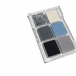 punk Smokey Matte Glitter Eyeshadow Palette 6 Colours Shimmer Eye Shadow Makeup Palette Cool Ted Grey Blue Eye Pigment Palette 61Q8#