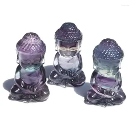 Decorative Figurines 1 Pcs 1.6 Inches Natural Rainbow Fluorite Crystal Buddha For Craft