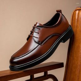 Casual Shoes Men Outdoor Fashion Lace Up Oxford Formal Loafers Moccasins Italian Brown Male Wedding Flats