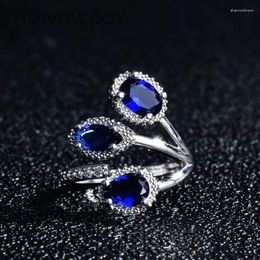 Cluster Rings Arrival Ring 925 Silver Jewellery Accessories With Sapphire Gemstone Open Finger For Women Wedding Party Promise Gifts
