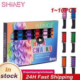 Color 1~10PCS /box Hair Dye Comb Multicolor Hair Coloring Hair Dye Comb Hair Dye Chalk Disposable Hair Cream Long Lasting Fast Hair