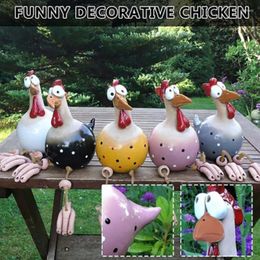 Garden Decorations Funny Big Eyes Chicken Resin Statues For Home Farm Decoration Hen Sculpture Courtyard Fence Ornaments