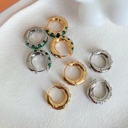 Stud Earrings 2024 Selling Earring Green Zircon Golden Luxury Jewellery Simple Circular Fashion Designer Girl Accessories Wholesale
