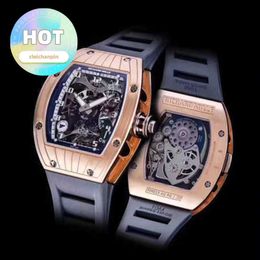 Designer Wrist Watch RM Wristwatch RM015 Tourbillon Double Time Zone Rose Gold RM015 Manual Wristwatch