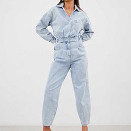 High Quality Oem Custom Women Jeans Jumpsuit Ripped Skinny Denim Overalls Pants