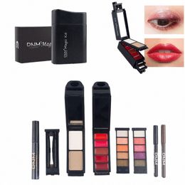 dnm 8 In1 Makeup Set Eyeshadow Mascara Eyeliner Eyebrow Pencil Lip Colour Liquid Foundati for Travel Cvenient TSLM2 45eu#