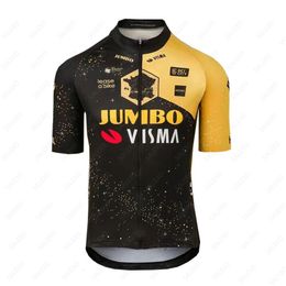 Jumbo Visma Cycling Jersey Mens Summer Short Sleeve Cycling Tops Mountain Bike Clothing Racing MTB Bicycle Shirt Uniform 240321