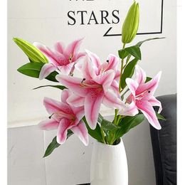 Decorative Flowers 3 1 Bud Artificial 94cm Lily Fake Flower Flexible Film Texture Decoration Home