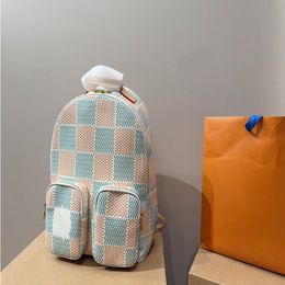 Top Luxury Handbag Designer Water Ripple Backpack Men's Handbag Shoulder Bag Book Bag High-end Outdoor Backpack Travel Bag Large C Rxht