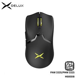 Delux M800 RGB 24Ghz Wireless Gaming Mouse Dual Mode 16000 DPI Lightweight Ergonomic 1000Hz Mice with Soft rope Cable 240314