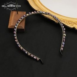 GLSEEVO Natural Grey Pearl Pannband för kvinnor Handgjorda våg Enkla hårband Elegant mode Retro Party Head Hoop Headdress 240313