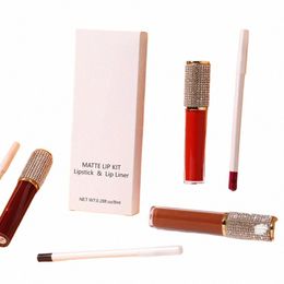 20 Colours Matte Liquid Lipstick and Lip Liner Set Private Label Lipgloss Packaging Box Custom Logo Lip Gloss Set Makeup Lip Kit 856u#