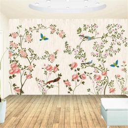 Wallpapers Wellyu Custom Wallpaper 3d Murals Large Flower And Bird Hand-painted TV Background Wall Decorative Painting Mural