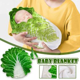 Blankets 0-6m Baby Swaddle Wrap Born Simulation Cabbage Flannel Blanket Sleeping Hat Mantas