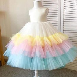 Girl Dresses Baby Baptism Dress Tiered Princess Gown Children Birthday Christmas Party Kids Clothes Pography