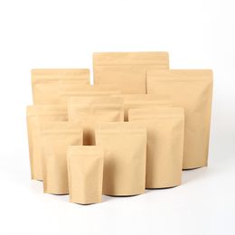 Brown Bag Kraft Paper Foil Inner Self Standing Resealable Zipper Lock Pouch Food Stand Up Bags 28 Microns 12222316