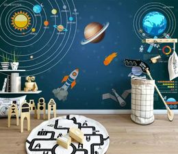 Wallpapers Large Custom Mural Wallpaper Hand-painted Space Universe Children's Room Background Wall Painting Waterproof Material