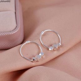 S999 Sterling Silver Broken Earrings for Female Niche Light Luxury Vegetarian Ring Spring Buckle Simple and Cool Style High-end Feeling {category}