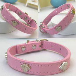 Fashion PU Leather Cute Paw Dog Collar Puppy Collar for Small Dog Cats