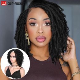 Wigs WIGNEE V Part Wig Synthetic Hair Dreadlocks Hair Wigs For Women Black Wig Curly Hair Short Wig Cosplay Heat Resistant Daily Use