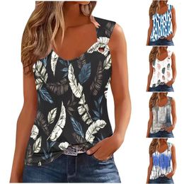 Women's Tanks Print Round Neck Loose Sleeveless Vest Fashion Casual Top Active Tops Women A Low Cut