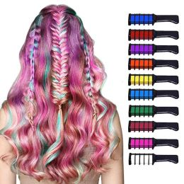 Color 10pcs/set Hair Chalk Comb Crayons Temporary Hair Color Dye with Comb Washable Hair Chalks for Birthday Cosplay DIY Halloween