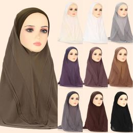 Scarves One Pieces Women Amira Headwear Malaysia Headscarf Muslim Islamic Instant Hijab Headwrap Turban Shawls
