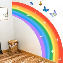 Stickers 155x170cm large Rainbow Wall Stickers For Kids Rooms Children's Room Bedroom Background Wall Decoration Self adhesive Stickers