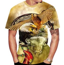 New Summer Mens Short sleeved Fashion Casual Animal 3D Printing Casual T-shirt Mens Wear