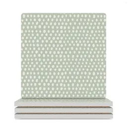 Table Mats Green Polka Dot Pattern Ceramic Coasters (Square) Teapot Mat Holder Slate