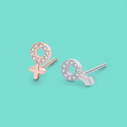 Stud Earrings Classic Women Girls Charm Jewelry 925 Sterling Silver Cartoon Gender Symbol Rose Gold Decorations Anniversary