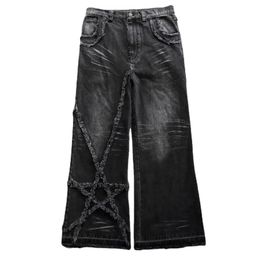 Y2K Streetwear Wide Leg Jeans Men Women Vintage Embroidered High Quality Casual Pants Hip Hop Harajuku Gothic Black Trousers 240311