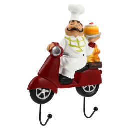 Rails Chef Figurine Hooks Kitchen Towel Hanger Racks Hat Holders Hanging Door Clothes Hat Cap Apron Key Holder Hooks Wall Mount